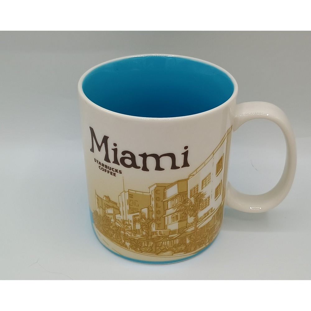 2012 STARBUCKS MIAMI Collector Icon Series 16oz Ceramic Coffee Cup Mug